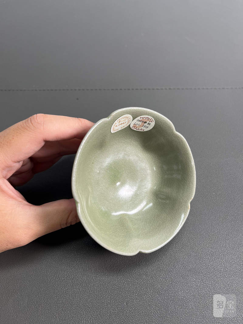明或明以前  青釉花口高足杯 - 图10